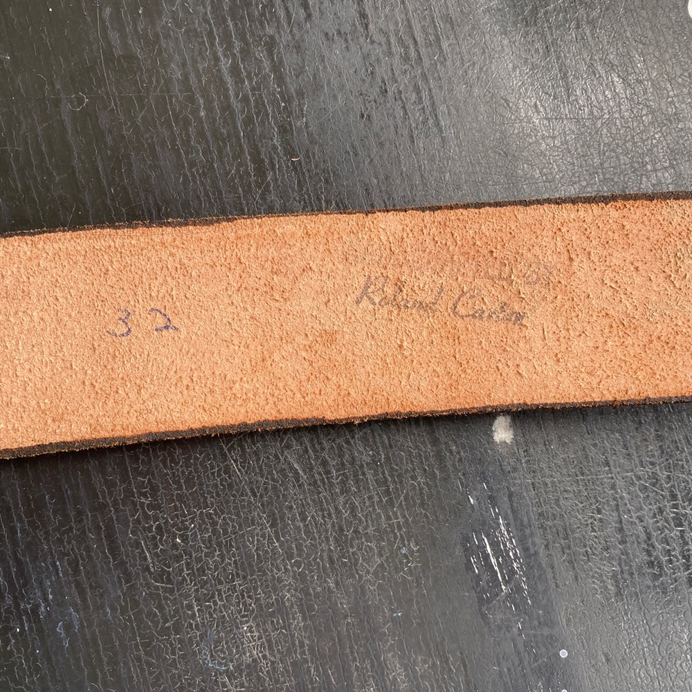 vintage leather tooled hand stamped belt - Picture 6 of 8